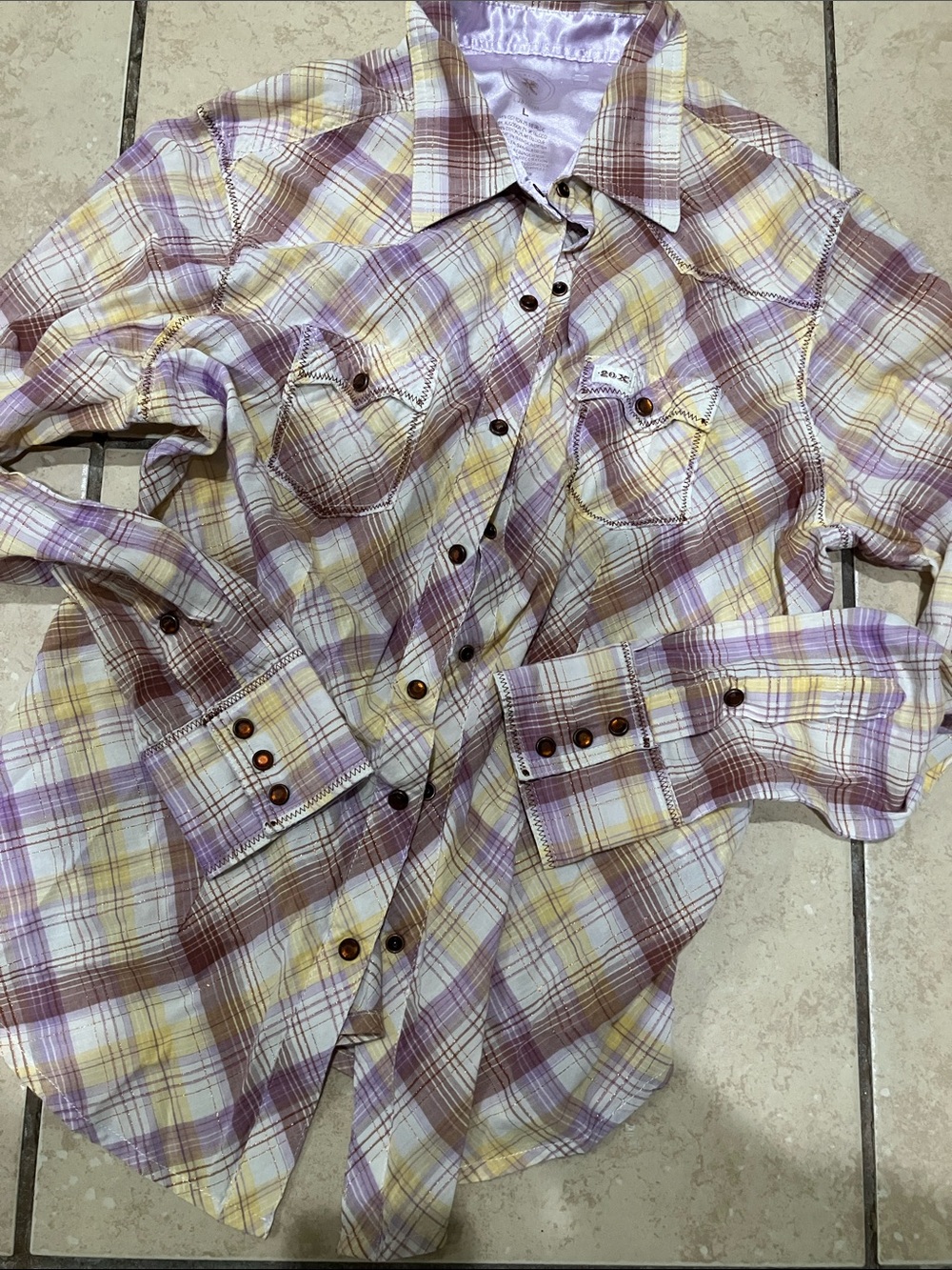 Altra Lavender, Yellow & White Plaid Button-Down Shirt